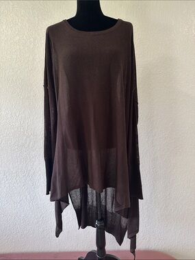 Double Zero Knit Brown Pullover Sweater Shawl
